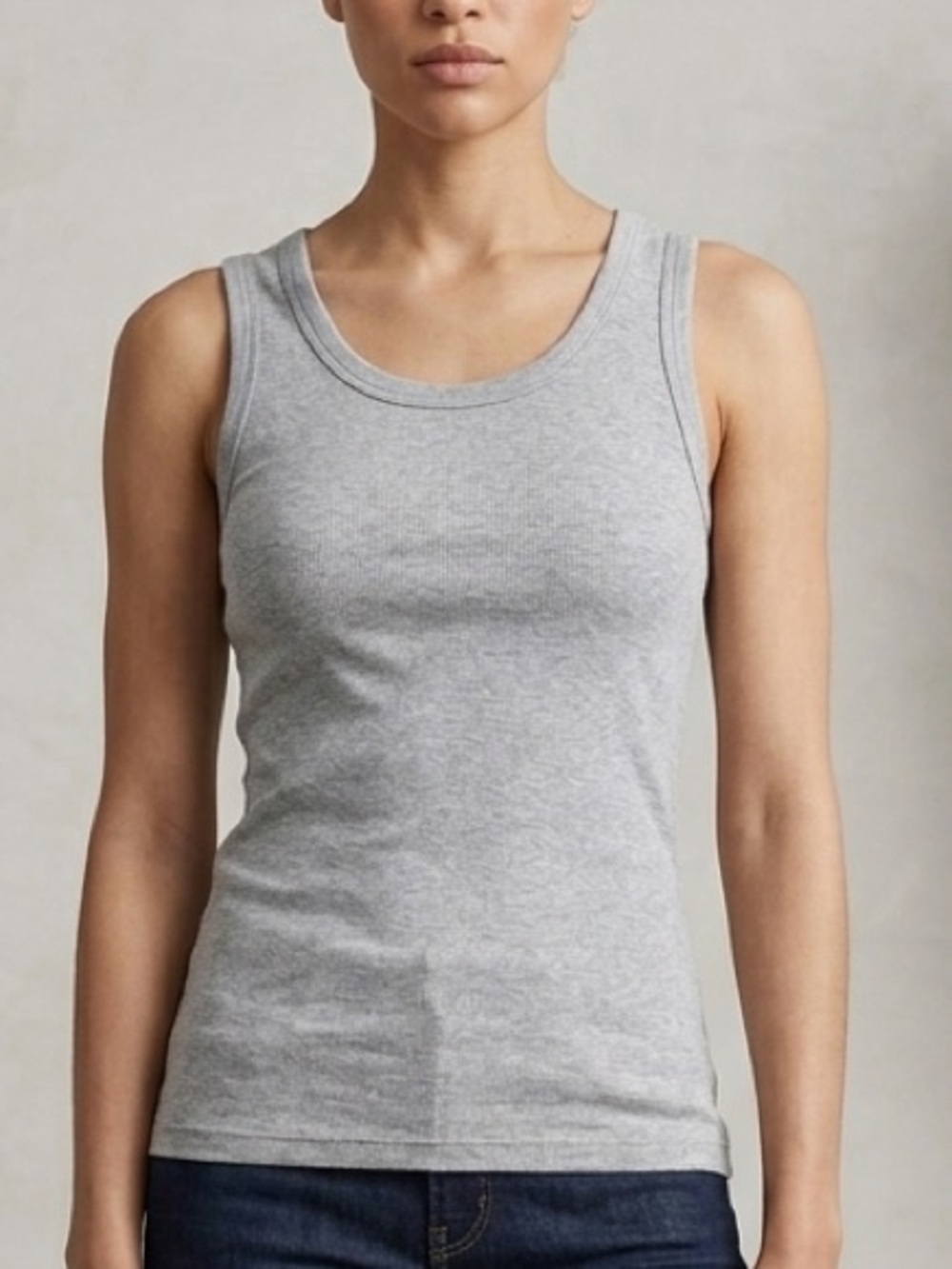 LACAUSA Heather Gray Scoop Neck Tank Top Soft Cotton Layering Basic Minimalist M
